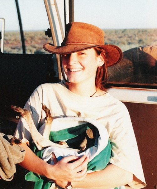 liz raad with baby kangaroo