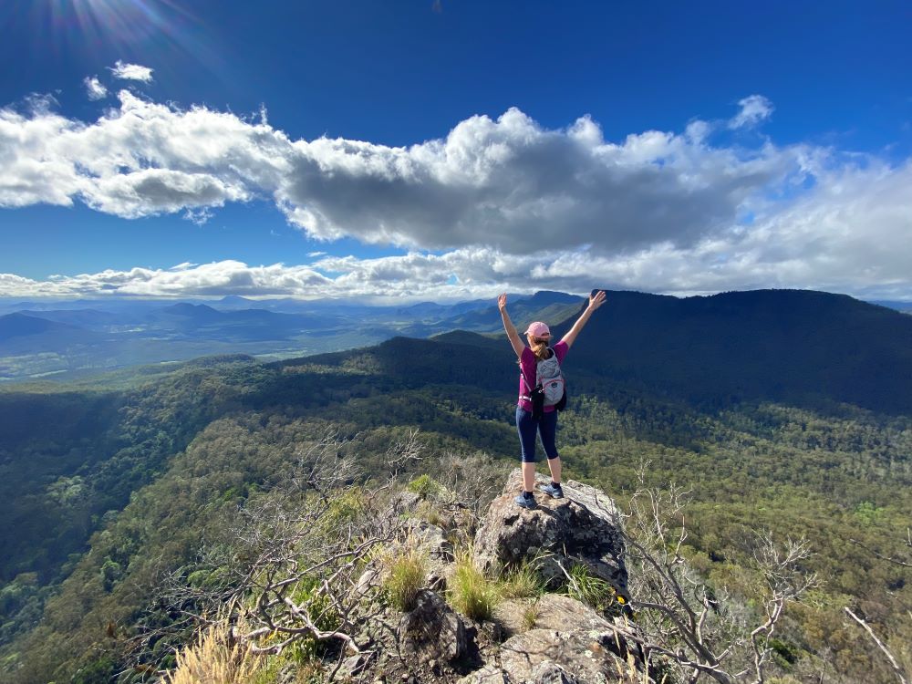 Liz Raad climbing mountain